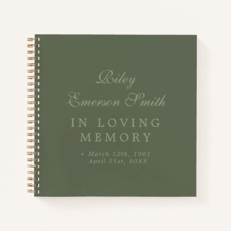 Olive Elegant Name In Loving Memory Guest Book