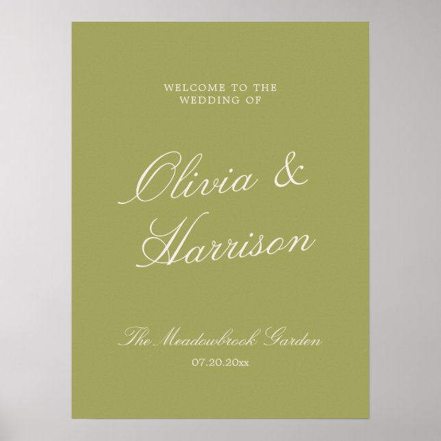 Olive Estate Calligraphy Wedding Welcome Poster (Front)
