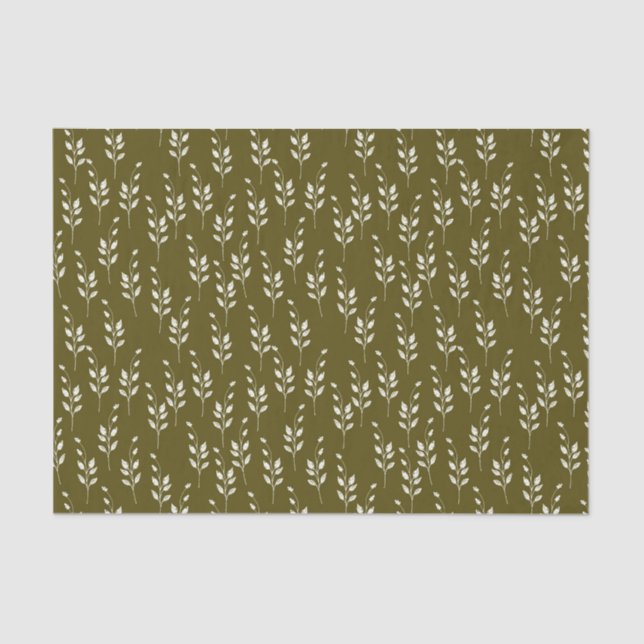 Olive et papier de soie de soie botanique blanc (Recto)