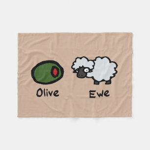 Olive Ewe (I Love You) Fleece Blanket