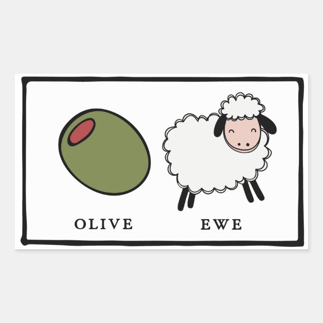 Olive Ewe Love Puns Sticker (Front)