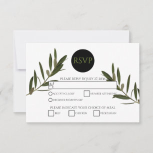 Olive Feuille Green Wedding Cartes RSVP