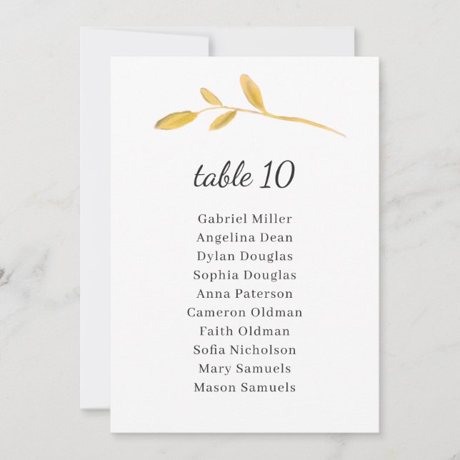 olive feuille. Numéro de table classique avec assi (Devant)