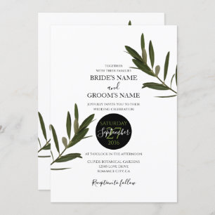Olive Feuille Verdure Mariage Invitations