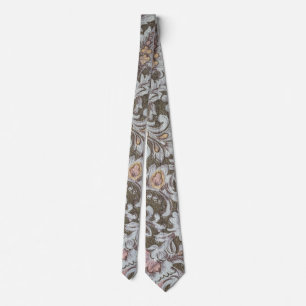 Olive Floral Design in Pastel Pink and Yellow Tie