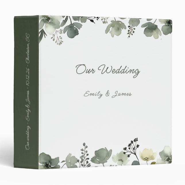 Olive Floral Wedding Binder (Front/Spine)