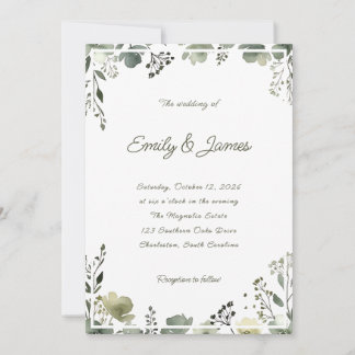 Olive Floral Wedding Invitation