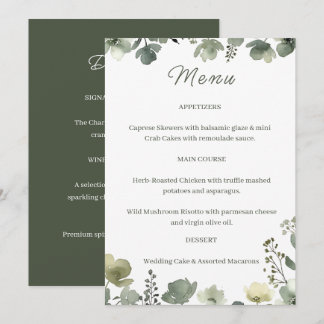 Olive Floral Wedding Menu