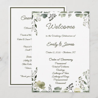 Olive Floral Wedding Program