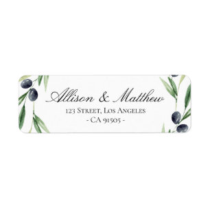 olive foliage wedding address label