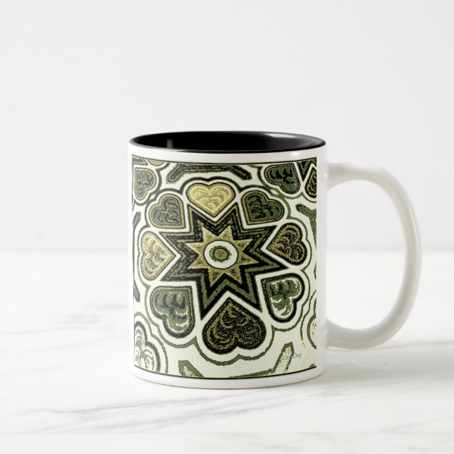 Olive Folk Art Hearts Mug (Right)