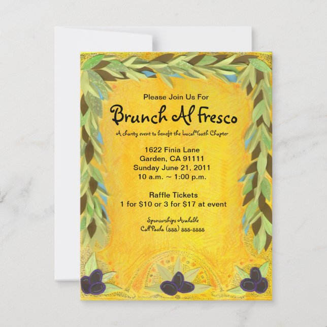 Olive Garland Mediterranean Invitation (Front)