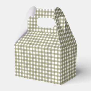Olive Gingham Plaid Festive Christmas Holiday Favor Box