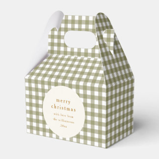 Olive Gingham Plaid Personalized From Christmas Favor Box