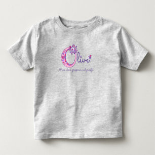 Olive girls name meaning letter O monogram apparel Toddler T-shirt