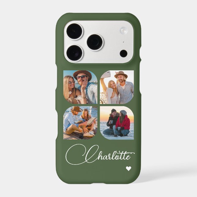 Olive Green 4 Photo Personalized Name (Back)