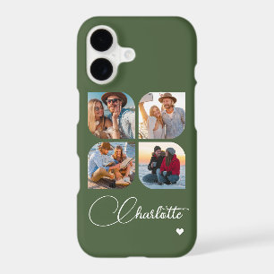 Olive Green 4 Photo Personalized Name