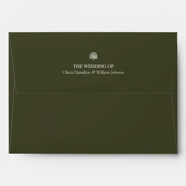 Olive Green 5x7 Ivory Panel Wedding Envelope (Back (Top Flap))