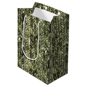 Olive Green Abstract Christmas Medium Gift Bag