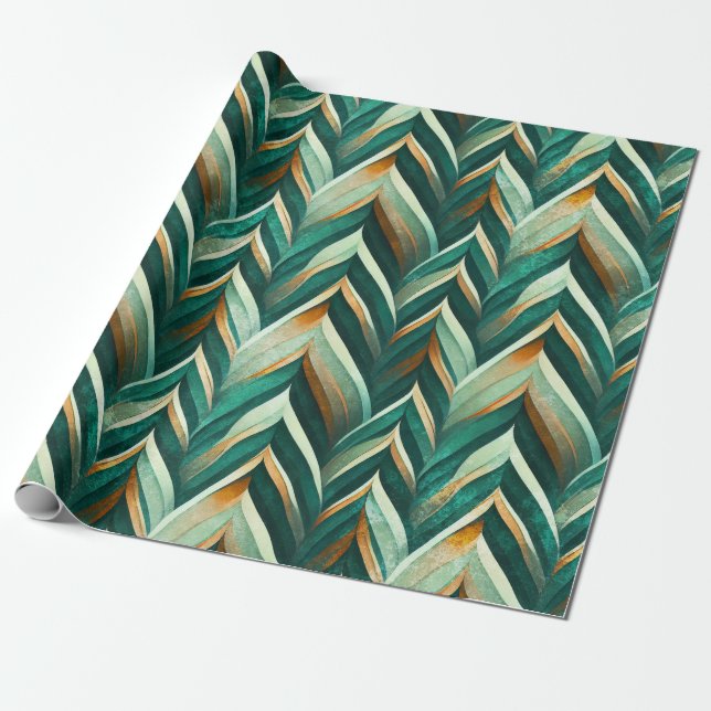 Olive Green Abstract Geometric Nature Pattern Wrapping Paper (Unrolled)