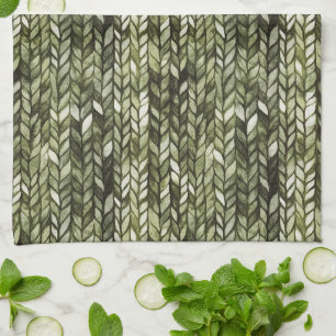 Olive Green Abstract  Kitchen Towel