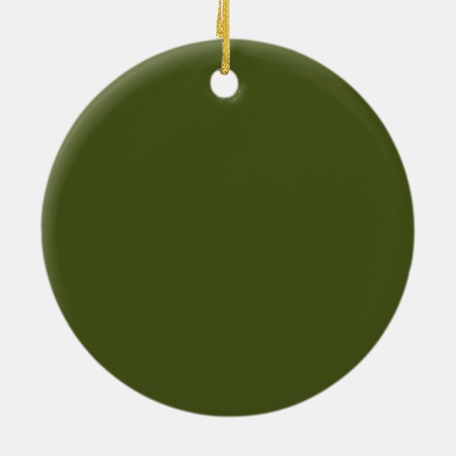 Olive Green Accent Colour Customize This Ceramic Ornament (Back)