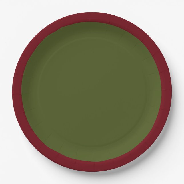 Olive Green Accent Colour Ready to Customize Paper Plate (Front)