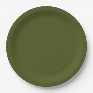 Olive Green Accent Colour Ready to Customize Paper Plate