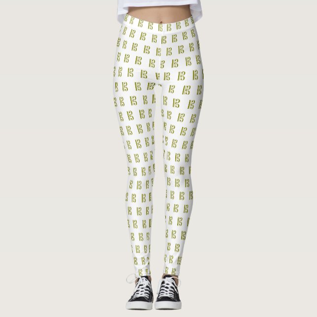 Olive Green Alto Clef Music Leggings (Front)