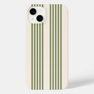 Olive green and beige five stripes pattern iPhone 14 plus case