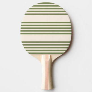 Olive green and beige five stripes pattern ping pong paddle