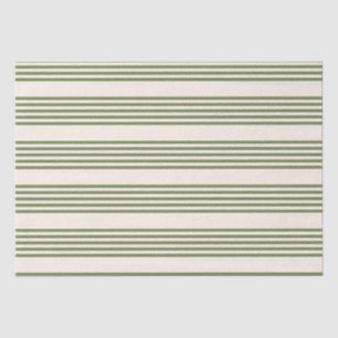 Olive green and beige five stripes pattern tissue paper