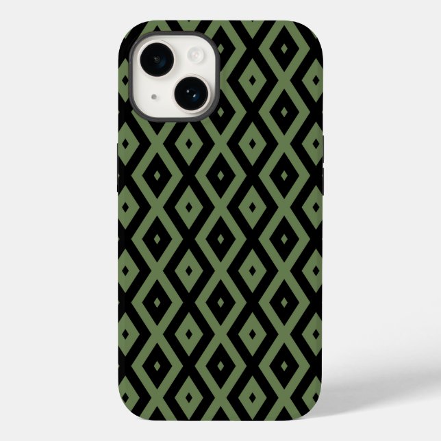 Olive green and black diamond pattern Case-Mate iPhone case (Back)