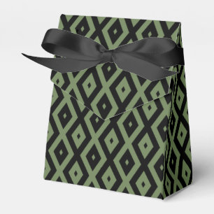 Olive green and black diamond pattern favor box