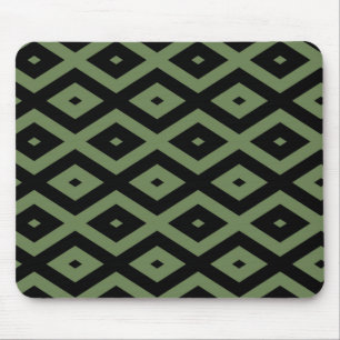 Olive green and black diamond pattern mouse pad
