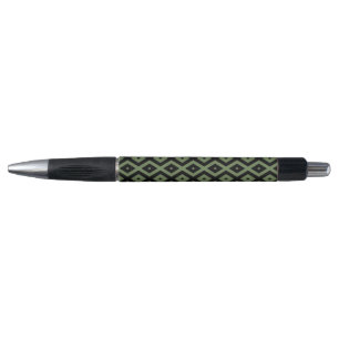 Olive green and black diamond pattern pen