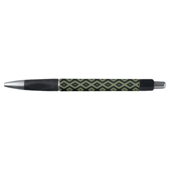 Olive green and black diamond pattern pen (Front)