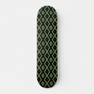 Olive green and black diamond pattern skateboard