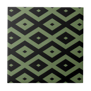 Olive green and black diamond pattern tile