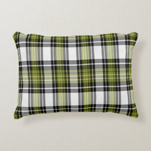 Olive Green And Black Plaid Accent Pillow