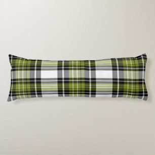 Olive Green And Black Plaid Body Pillow