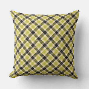 Olive Green and Black Tartan Plaid 2 Square Pillow