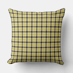 Olive Green and Black Tartan Plaid Square Pillow