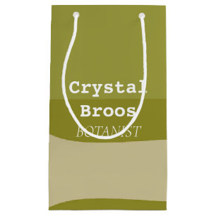 Olive green and brown pattern small gift bag