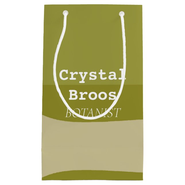 Olive green and brown pattern small gift bag (Front)