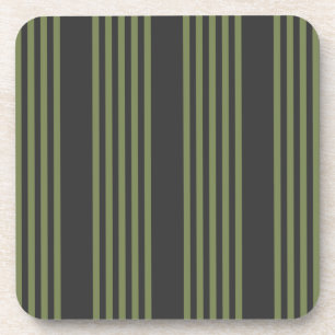 Olive green and charcoal five stripes pattern coaster
