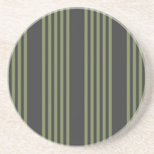 Olive green and charcoal five stripes pattern coaster