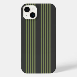 Olive green and charcoal five stripes pattern iPhone 14 plus case