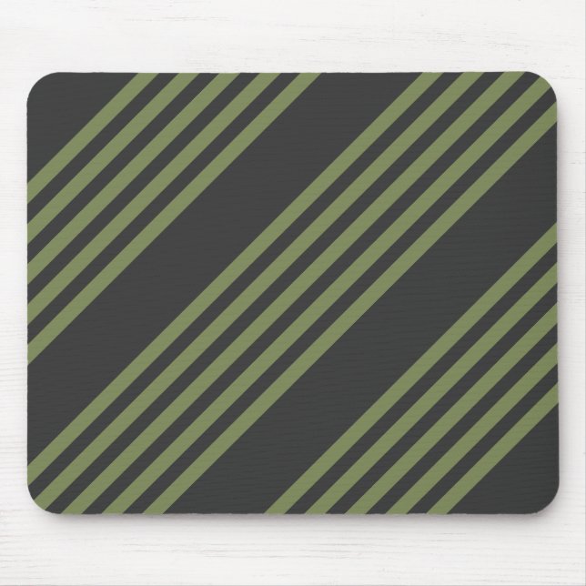 Olive green and charcoal five stripes pattern mouse pad (Front)