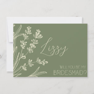 Olive Green and Cream Bridesmaid Proposal Invitation